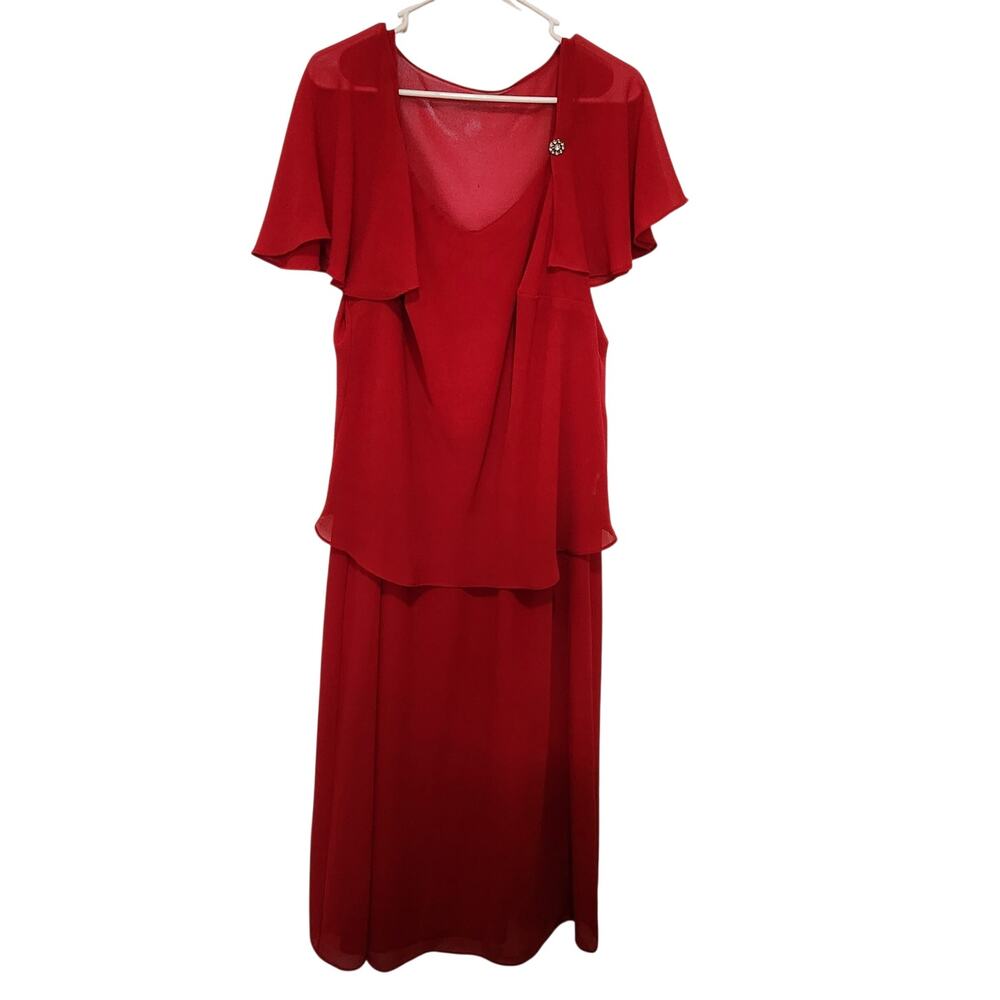Vintage Cato Woman Red Classic Mother Of The Bride Maxi Party Dress Size 18W